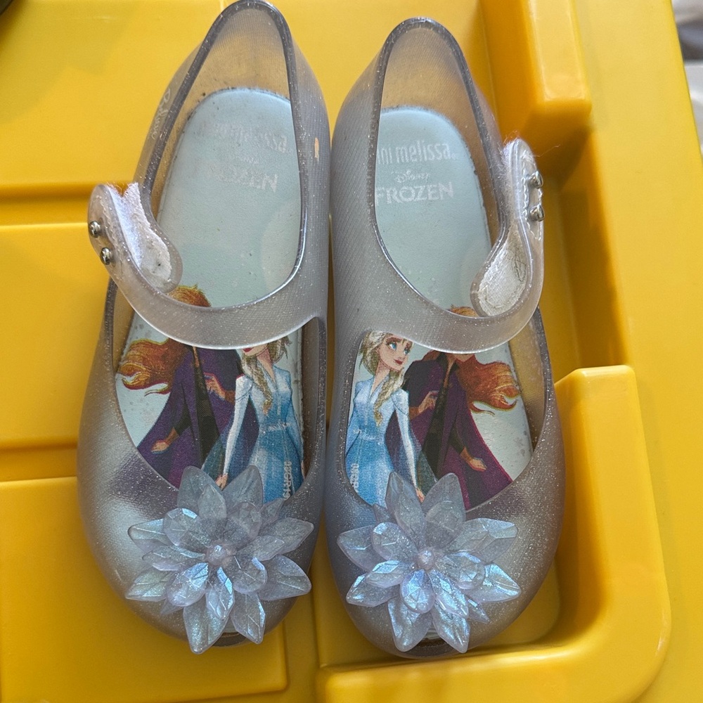 Mini Melissa Silver Frozen Kids Dress Shoes